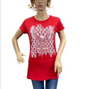 HARLEY-DAVIDSON Short Sleeve Women’s Red Tee Shirt Size Medium
